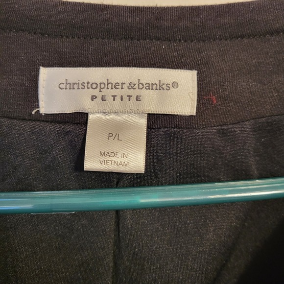 Christopher & Banks Petite Black White Geometric Pattern Collarless Blazer  P/L - Picture 2 of 5